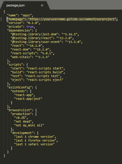 New key value pair in package.json