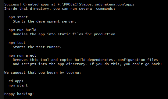 React App created successfully